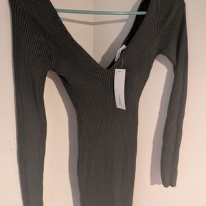 NWT Timing Green Ribbed Knit Sweater dress Size Small